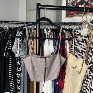 House of Harlow 1960 Houndstooth Cropped Cami Top Womens Medium New NWT